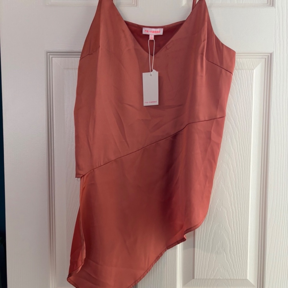 NWT Coral Asymmetrical cut Camisole Top, by Re:named, Size L